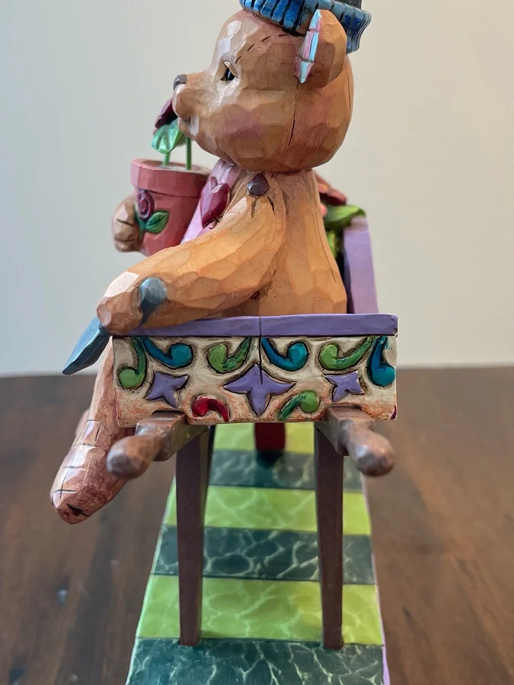 Jim Shore Heartwood Creek “Flower Bear” Garden Wheelbarrow Figuri